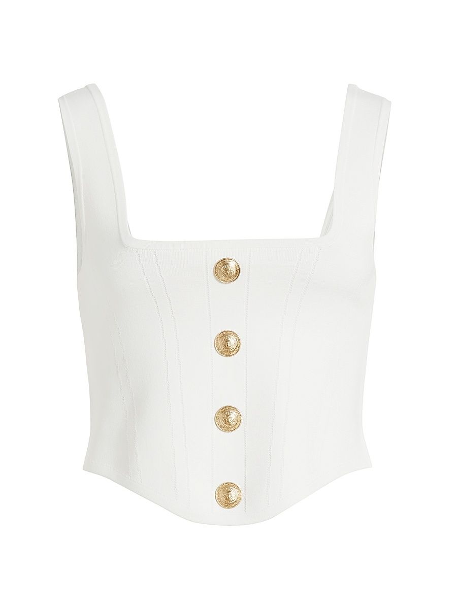 Women's Saga Compact-Knit Corset Top - Ivory Gold - Size XL