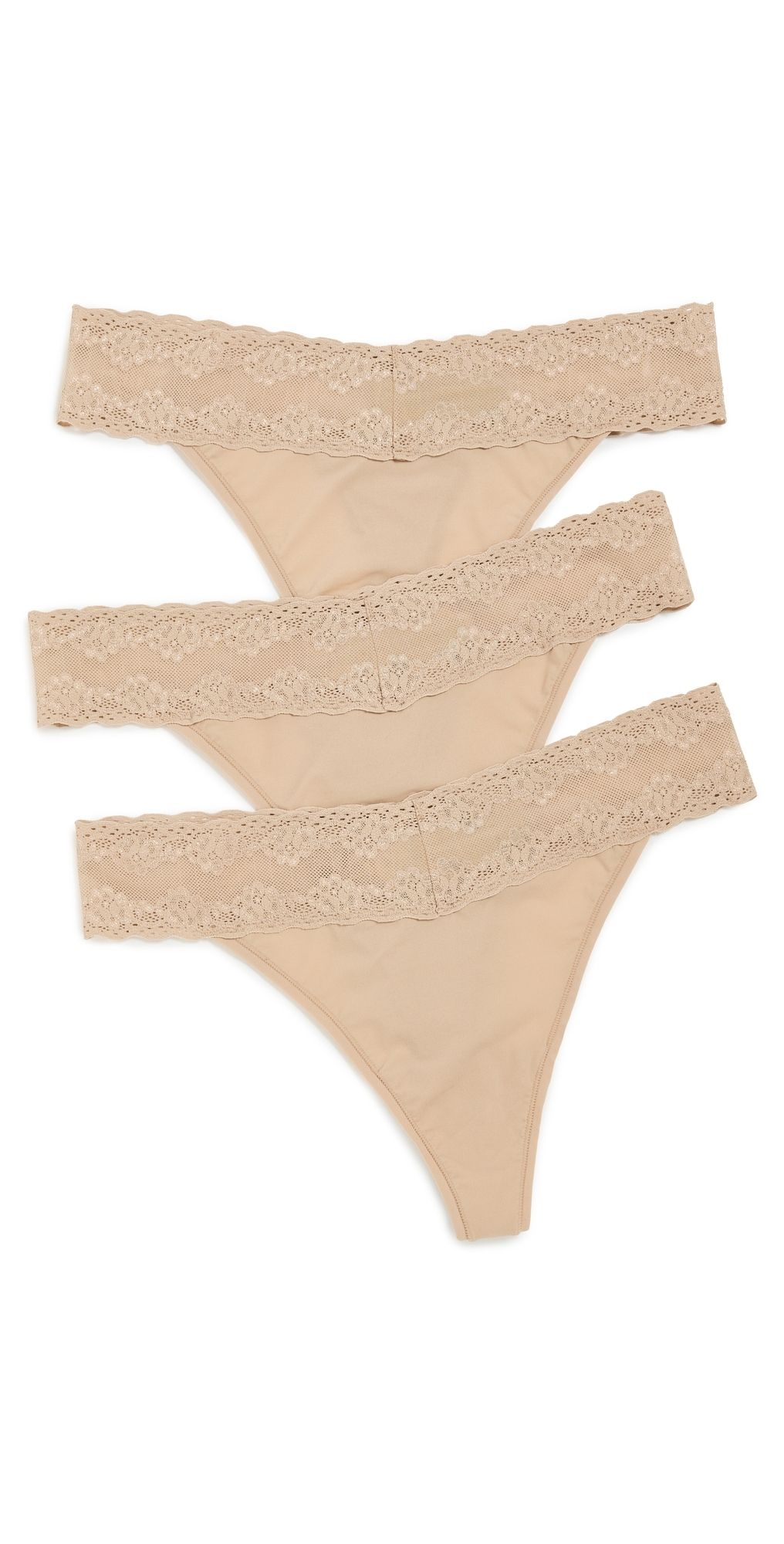 Natori Natori Bliss Perfection One Size Classic Thong 3 Pack Black One Size