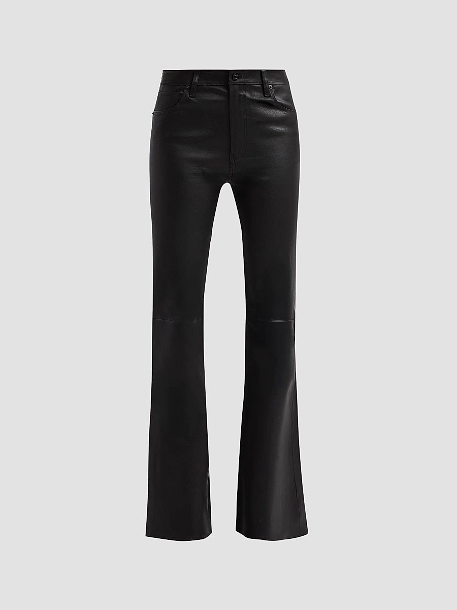 FRAME Women's Leather Flared Pants - Black - Size 32