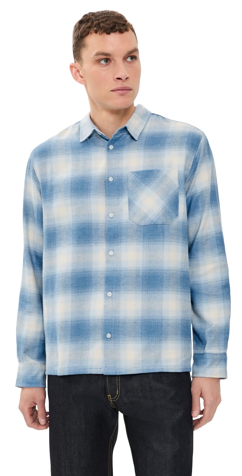 Naked & Famous Denim True Supple Flannel Faded Indigo S