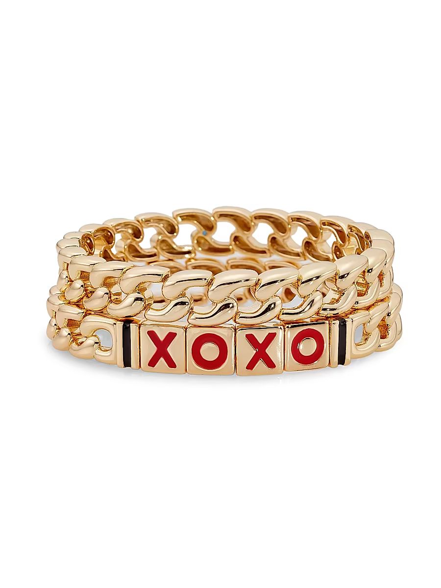 Women's Xoxo 2-Piece Goldtone & Enamel Chain Bracelet Set - Shiny Gold