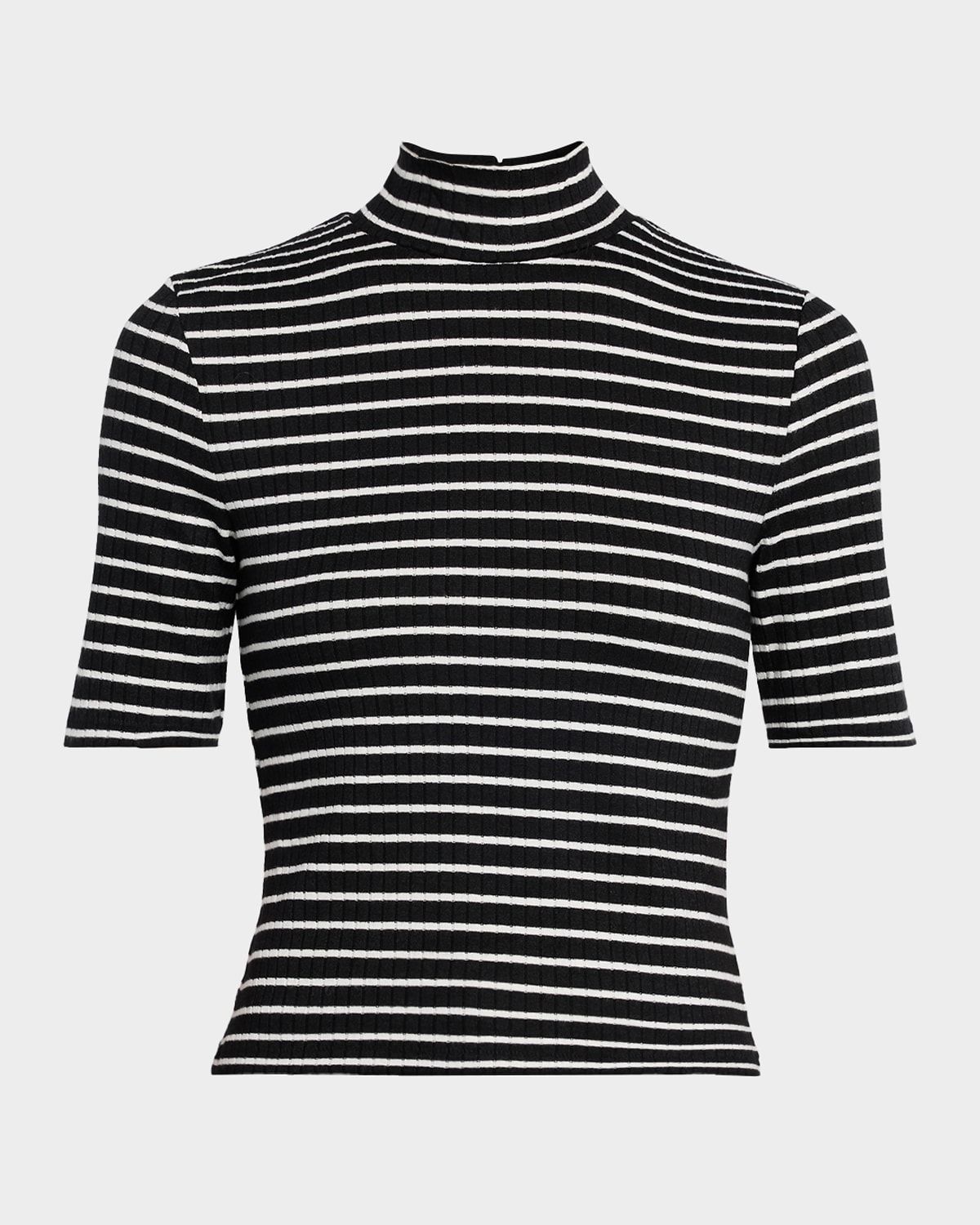 The Knit Stripe Mock-Neck Top