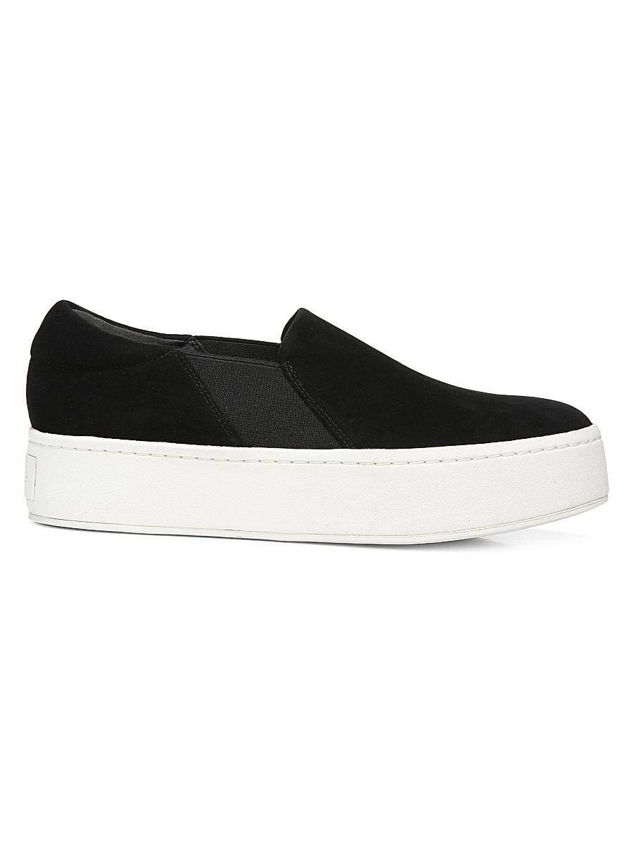 Women's Warren Slip-On Platform Suede Sneakers - Black - Size 5
