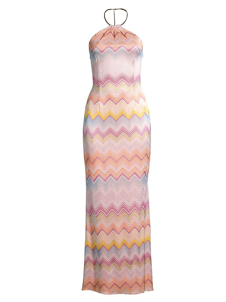 Women's Striped Jacquard Maxi Dress - Pink Multi - Size 16