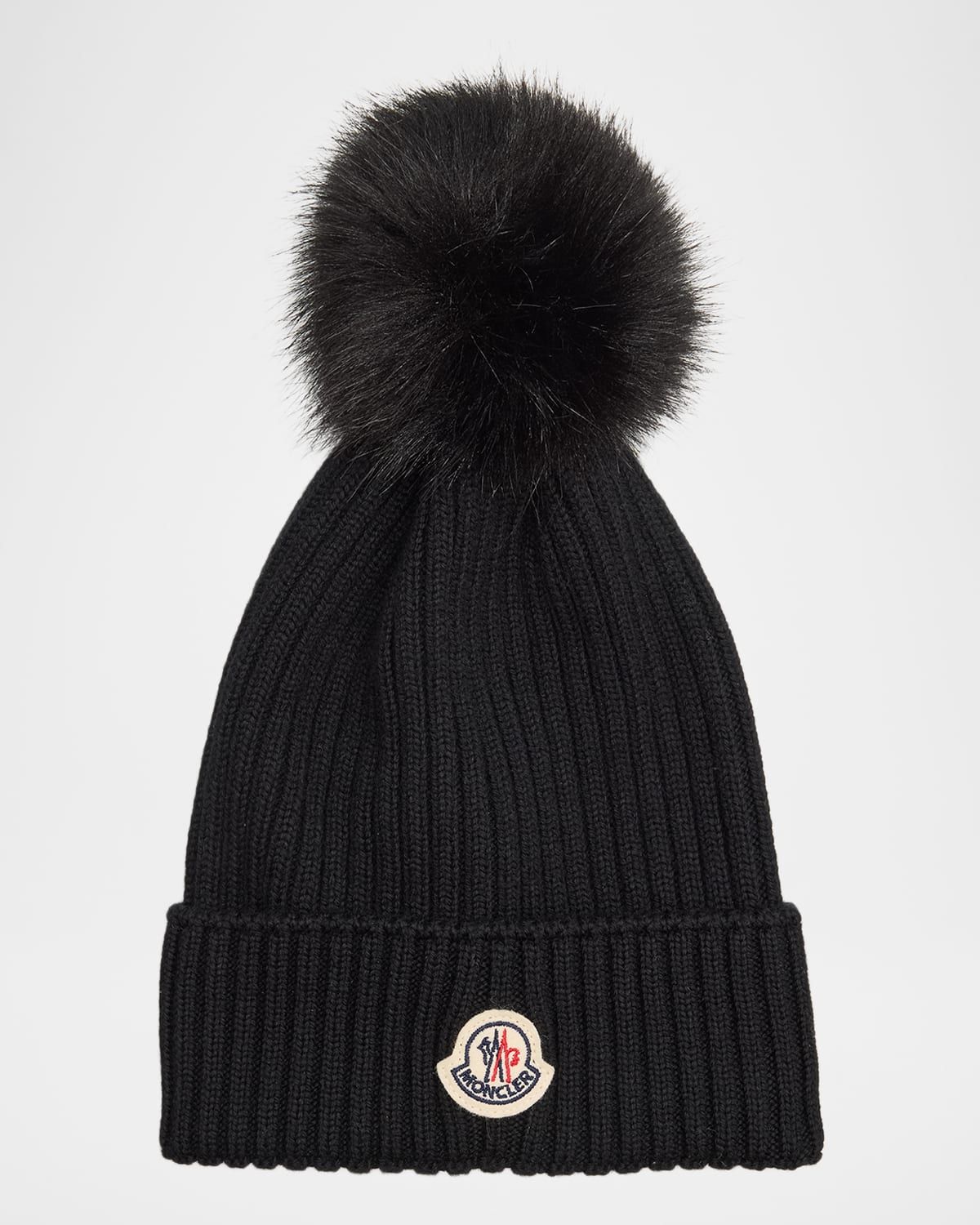 Kid & apos;s Embroidered Logo Wool Beanie with Pom