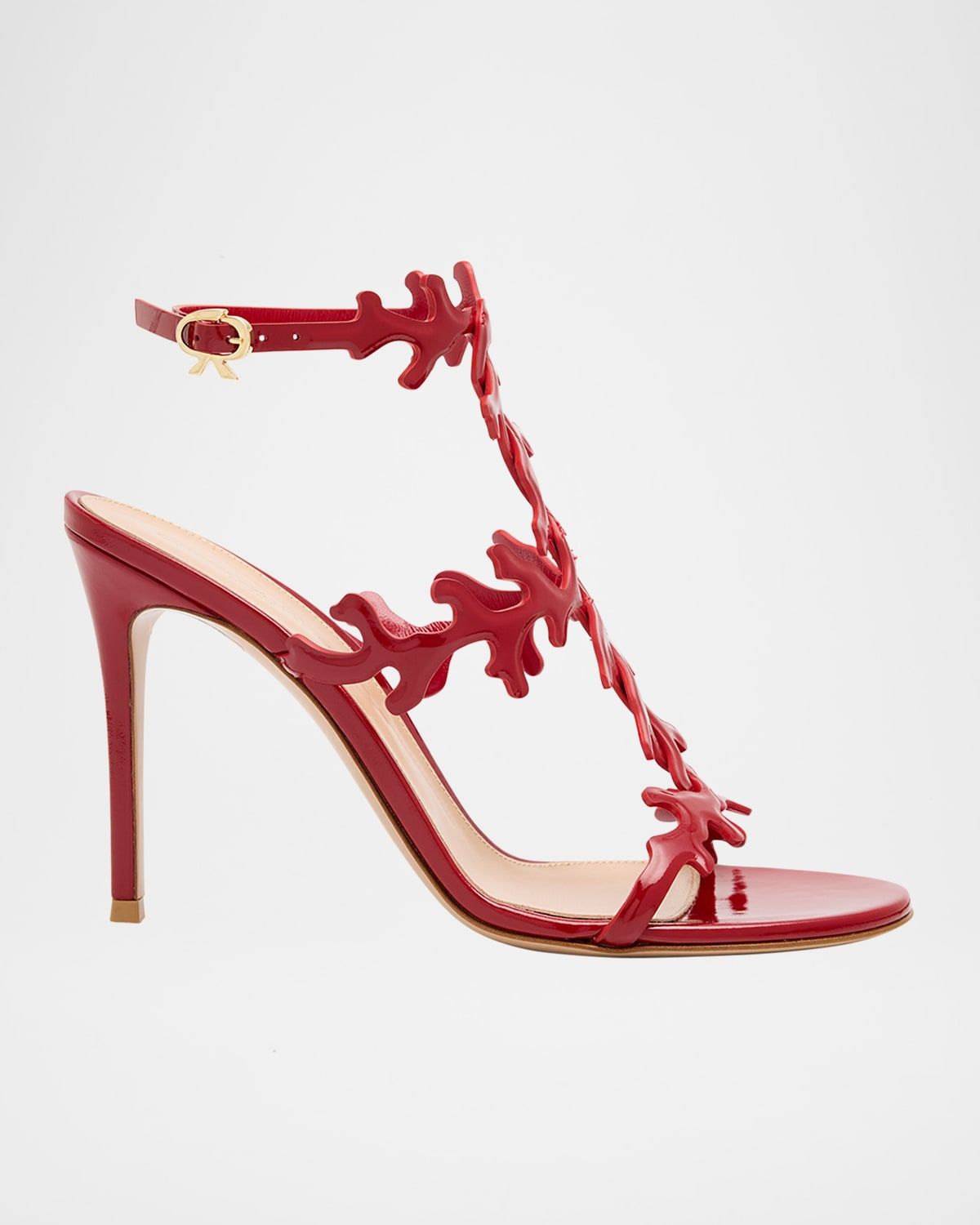 95mm Coral Patent Leather Sandals