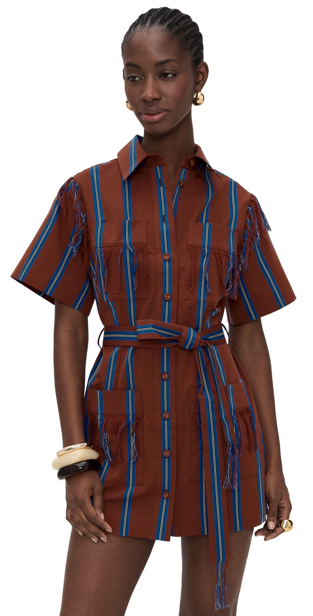 ALÉMAIS Noura Fringe Mini Dress Stripe 16