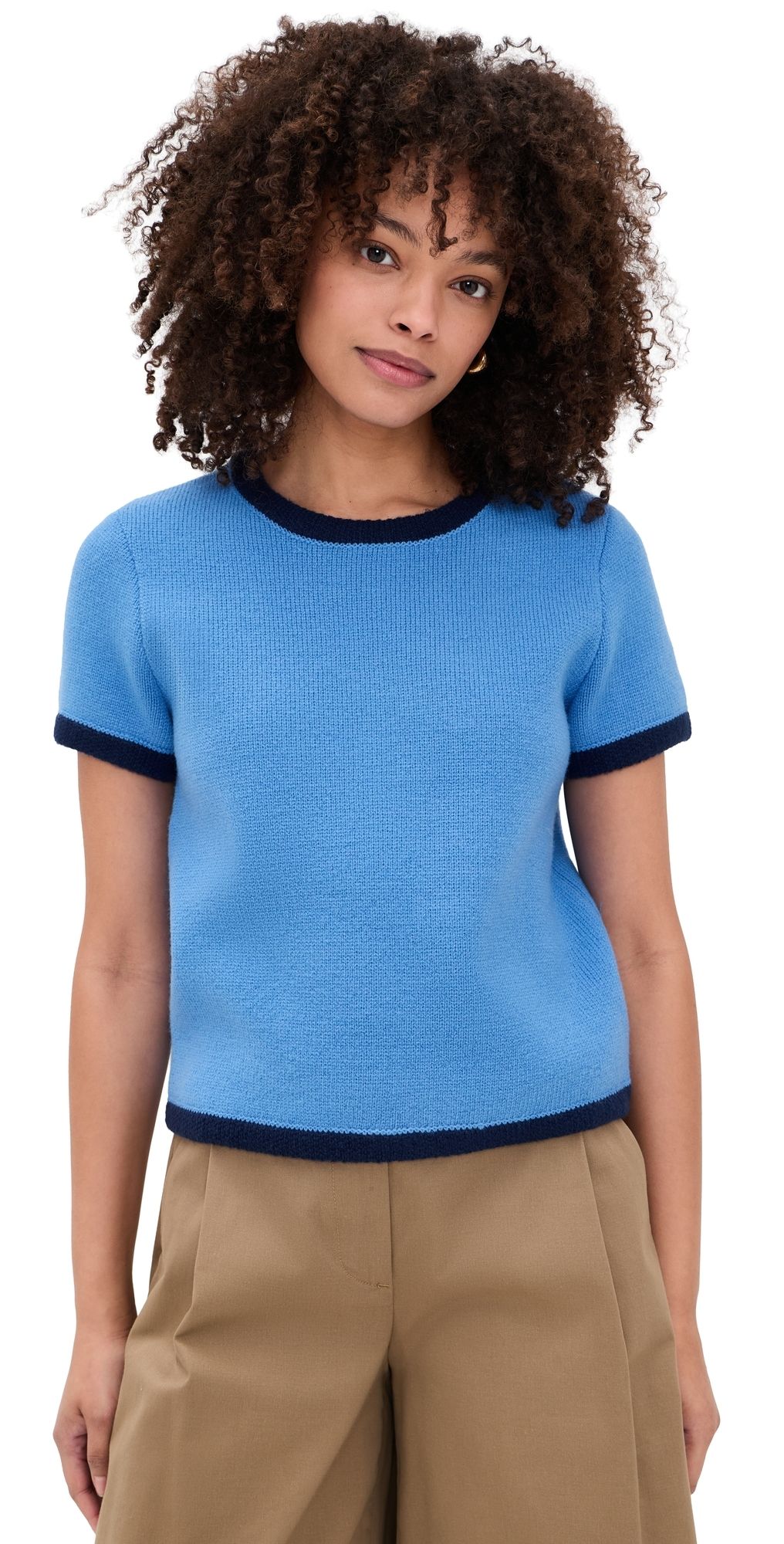 English Factory Color Block Sweater Top Blue Multi L