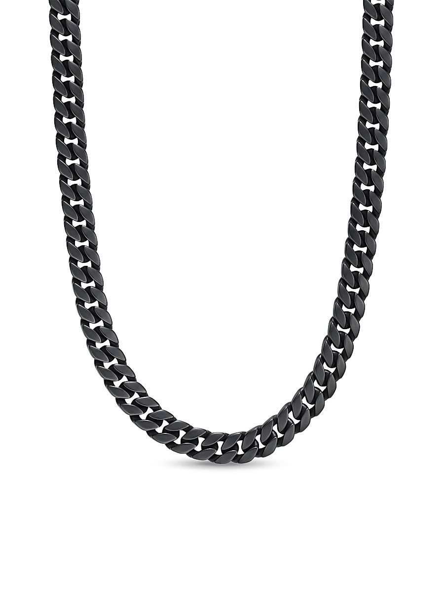 Men's Curb Chain Necklace in Titanium, 11.5MM - Black - Size 20