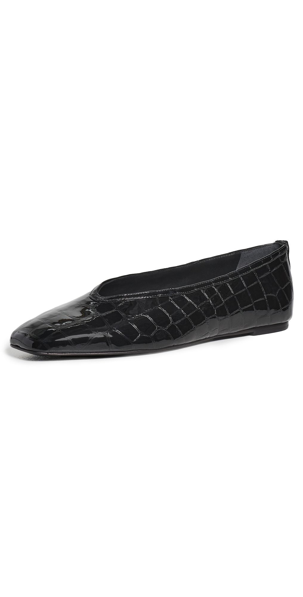 Black Suede Studio Ayra Flats Black Croc Patent Leather 38