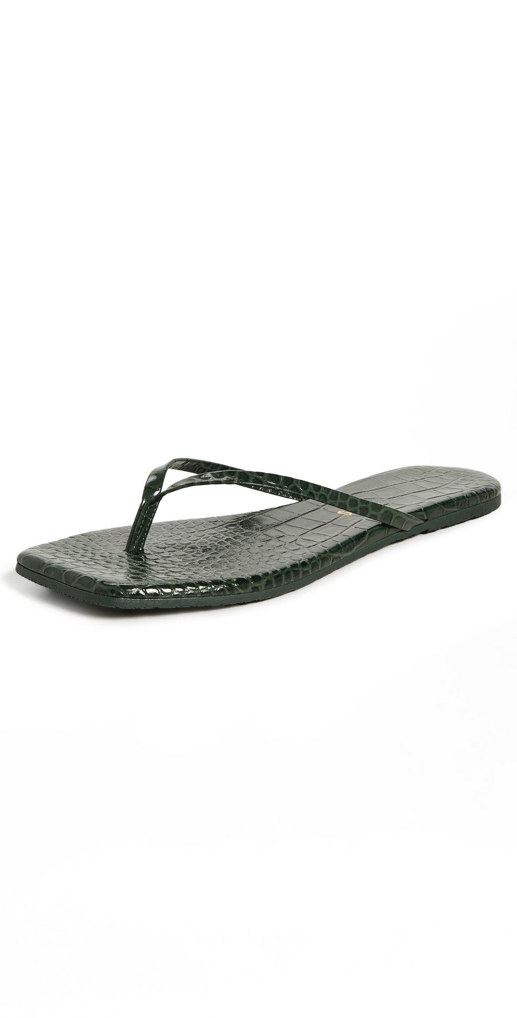 TKEES Square Toe Lily Sandals Emerald Croc 7