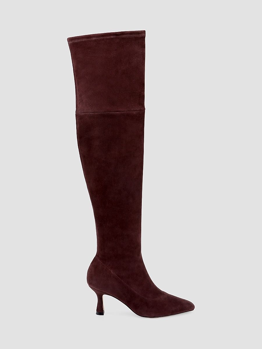 L'AGENCE Women's Clarin II 65MM Suede Over-The-Knee Boots - Mahogany - Size 8.5