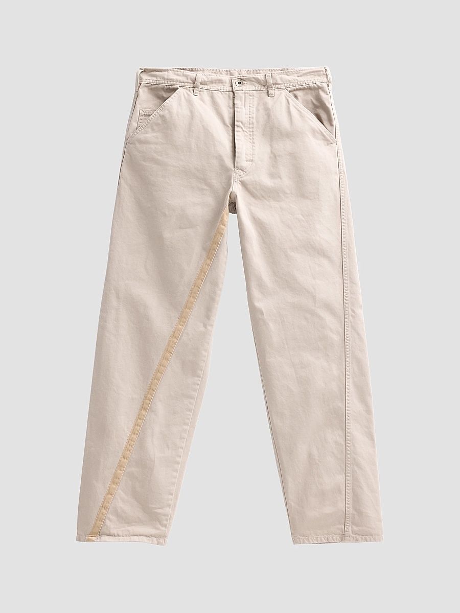 Men's Twisted Stone-Wash Cotton Trousers - Taupe - Size 40
