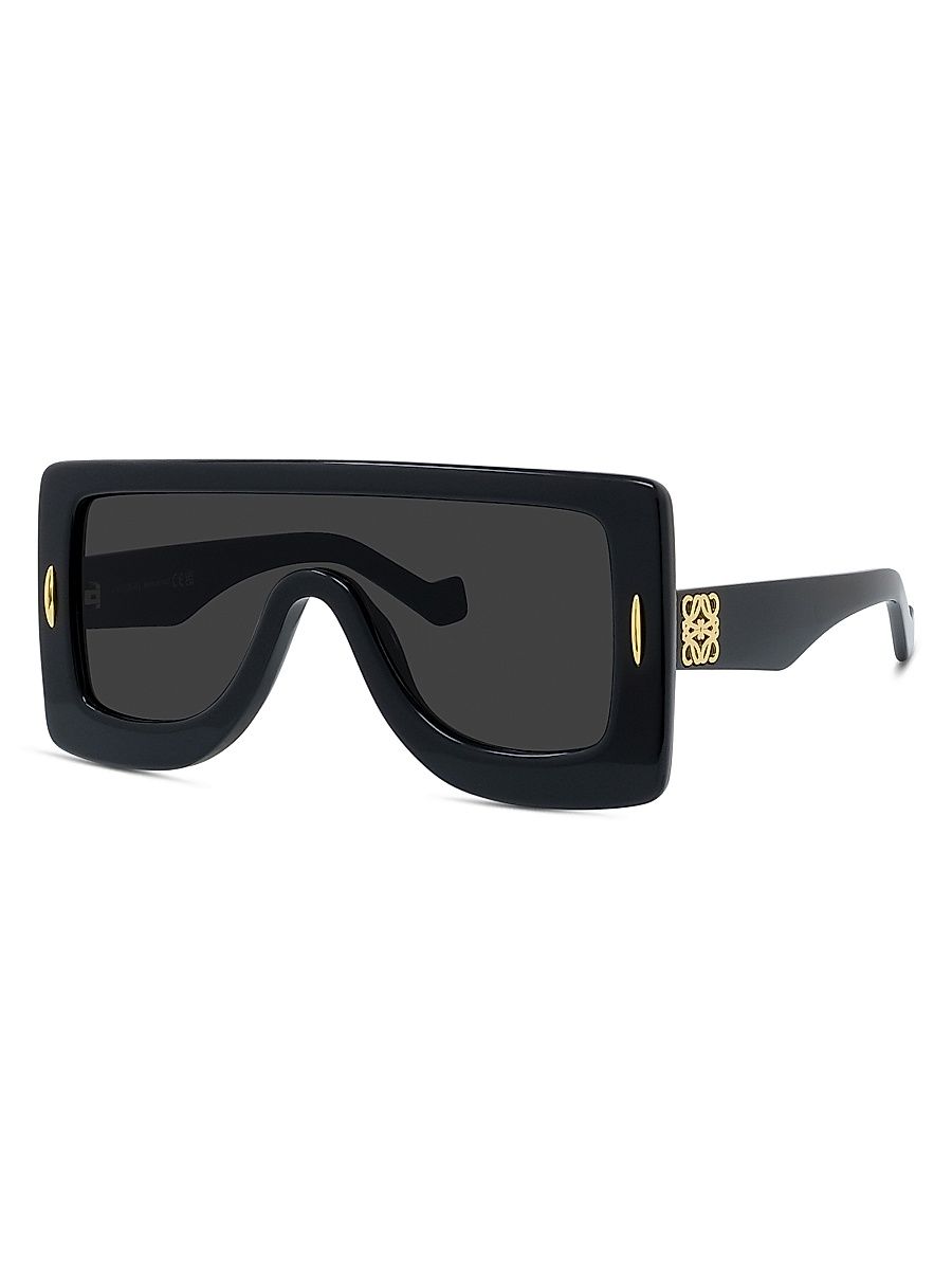 Women's Chunky Anagram Mask Sunglasses - Shiny Black