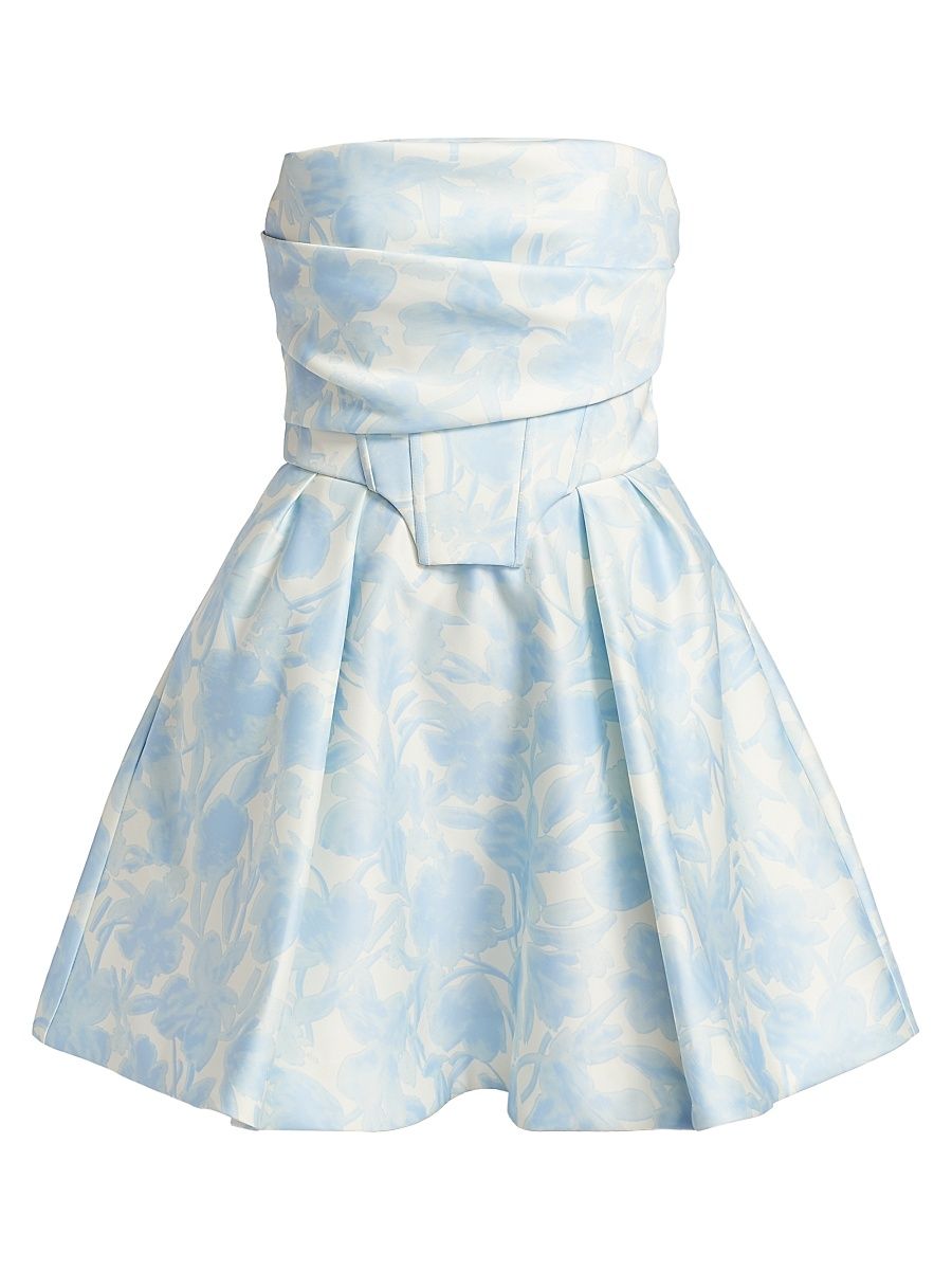 Women's Floral Peak Top Stitch Minidress - Sky Floral Print - Size 8