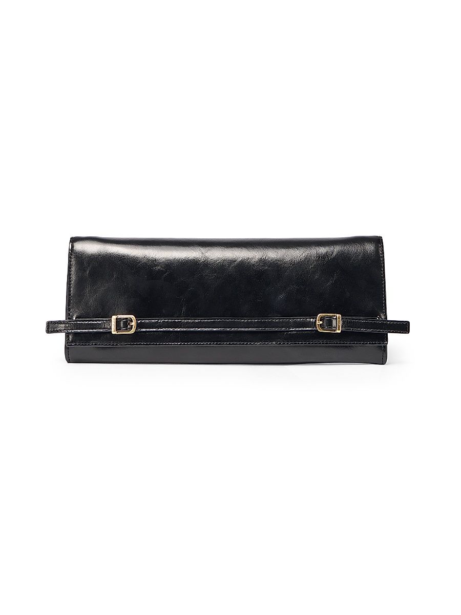 Women's River East West Moto Leather Clutch - Black