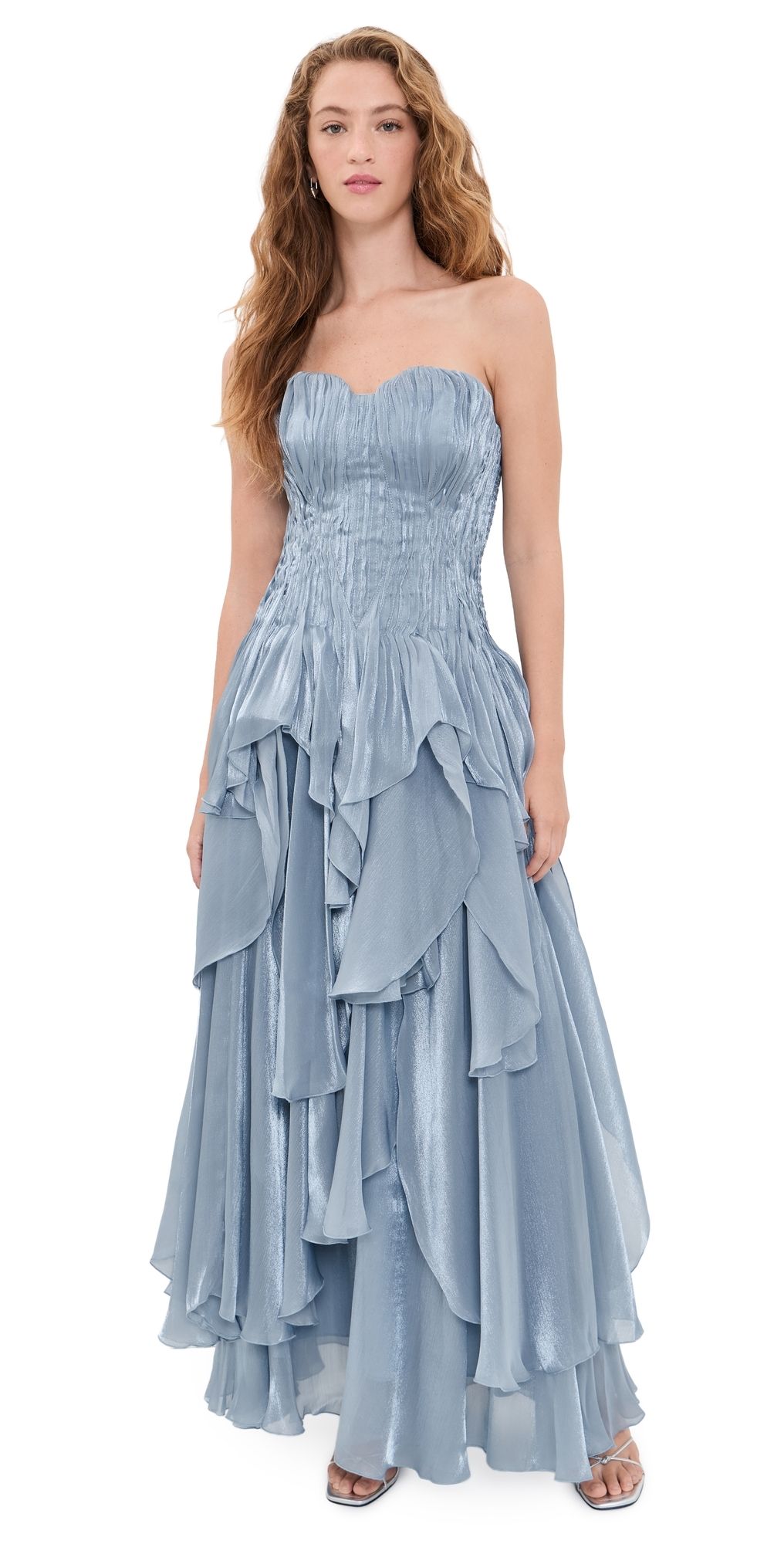 Aje Gleam Gown Metallic Blue 8