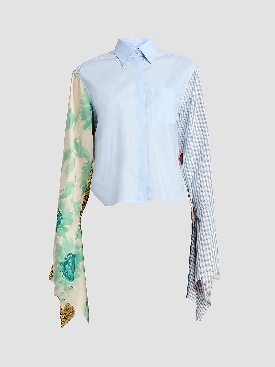 Women's Cotton Scarf-Sleeve Button-Front Shirt - Size 2