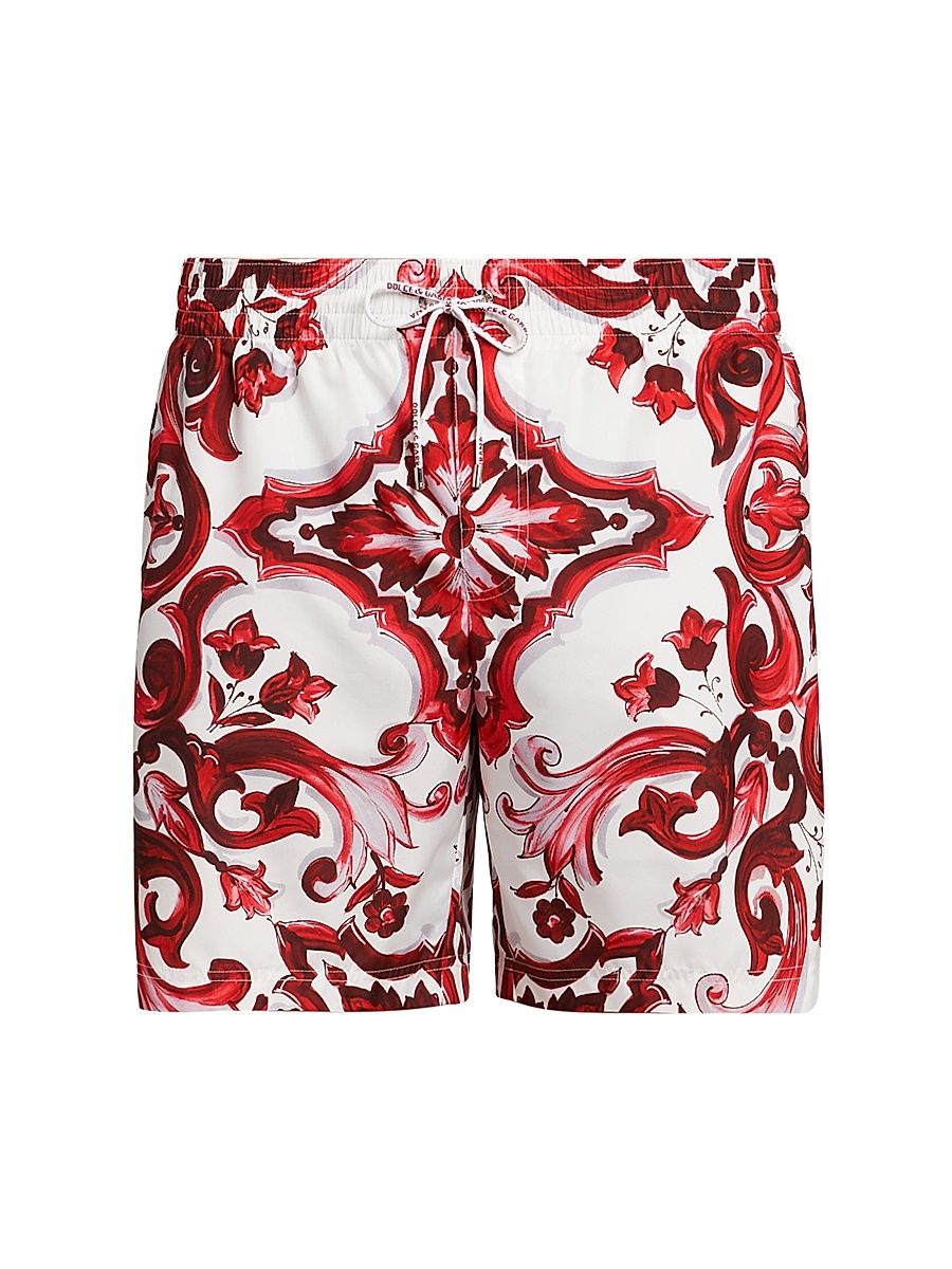 Men's Majolica Drawstring Swim Trunks - Maiolica Rubino - Size Large