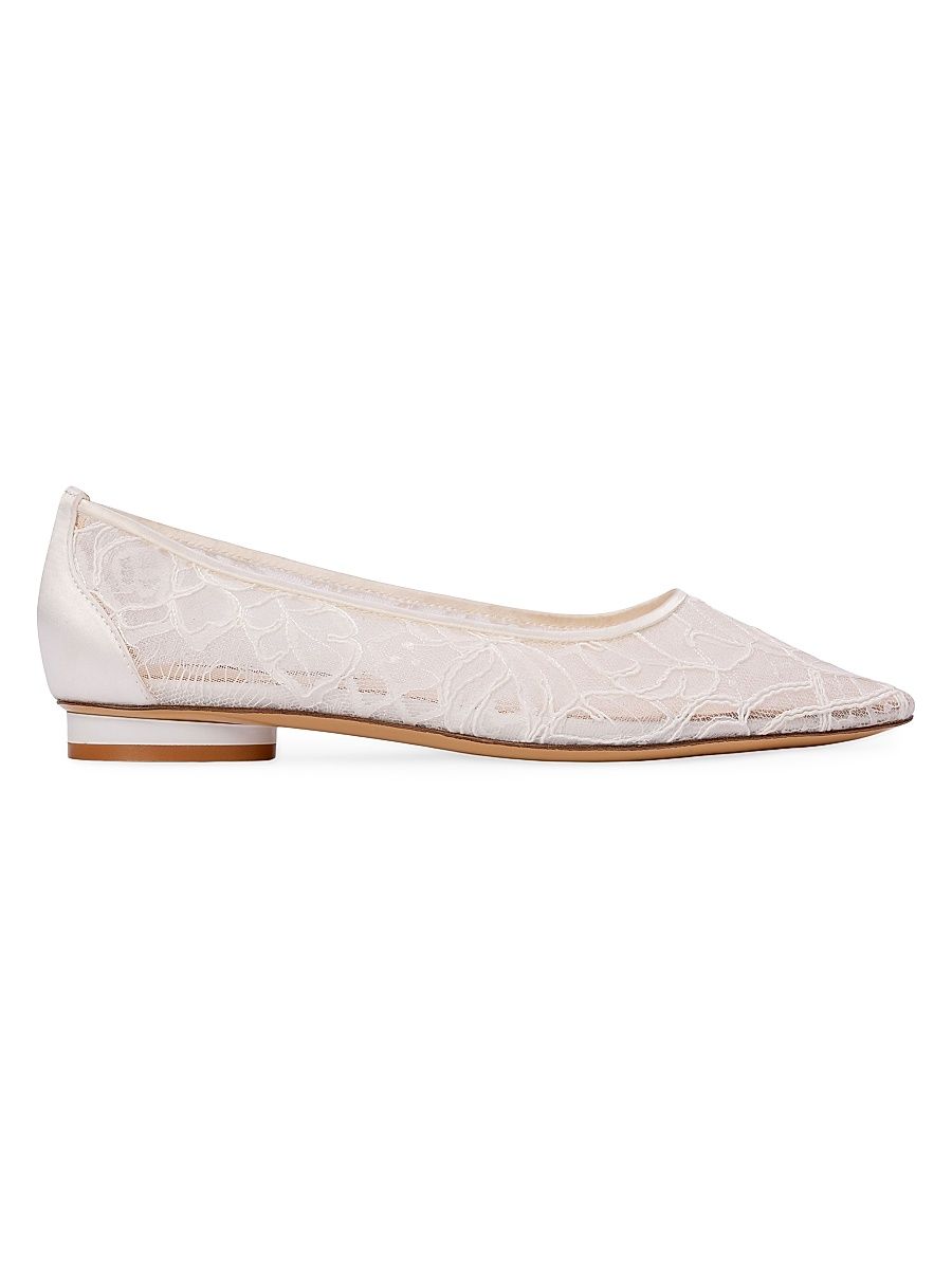 Women's Jolie Lace Flats - White Lace - Size 10