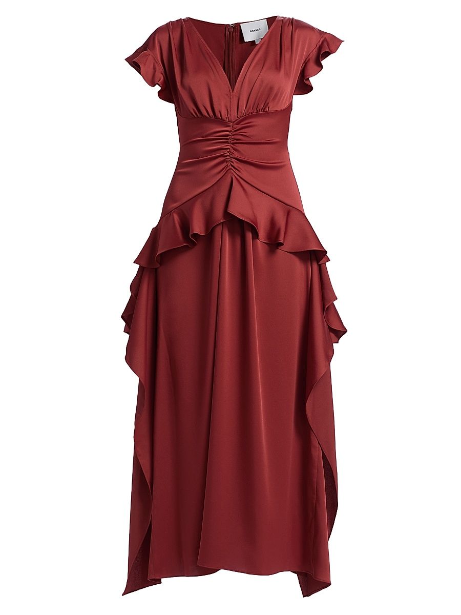 Women's Danielle Ruffled V-Neck Maxi Dress - Clay - Size 8