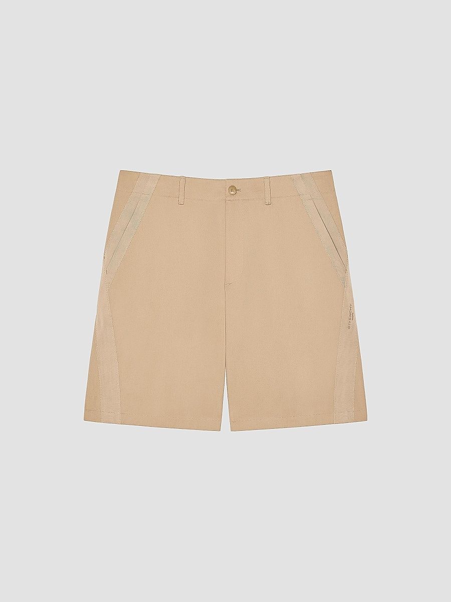 Givenchy Men's Couture Seam Bermuda Shorts in Cotton with Gros Grain - Beige - Size 40