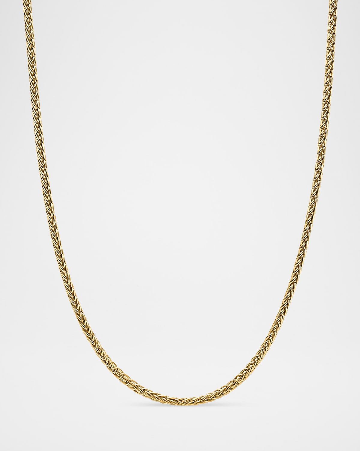 2.5mm Men & apos;s Wheat Chain Necklace in 18K Gold