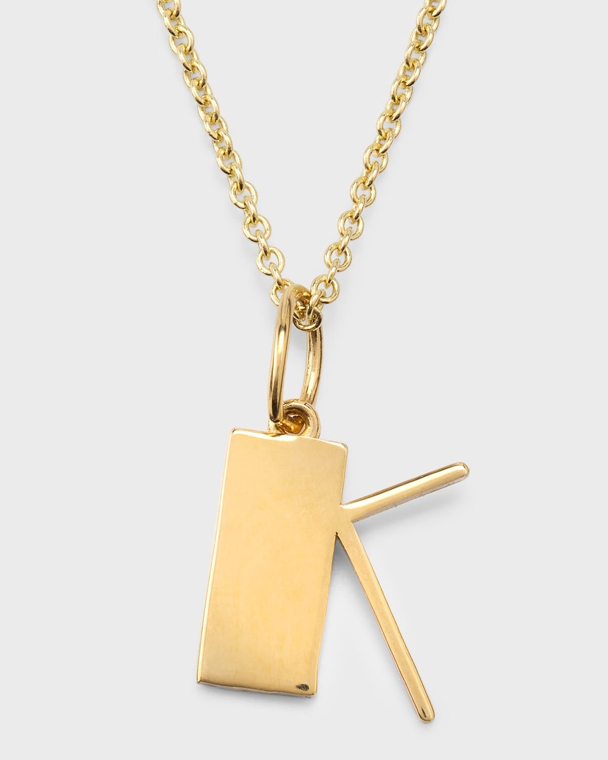 14K Pure Block Initial Necklace