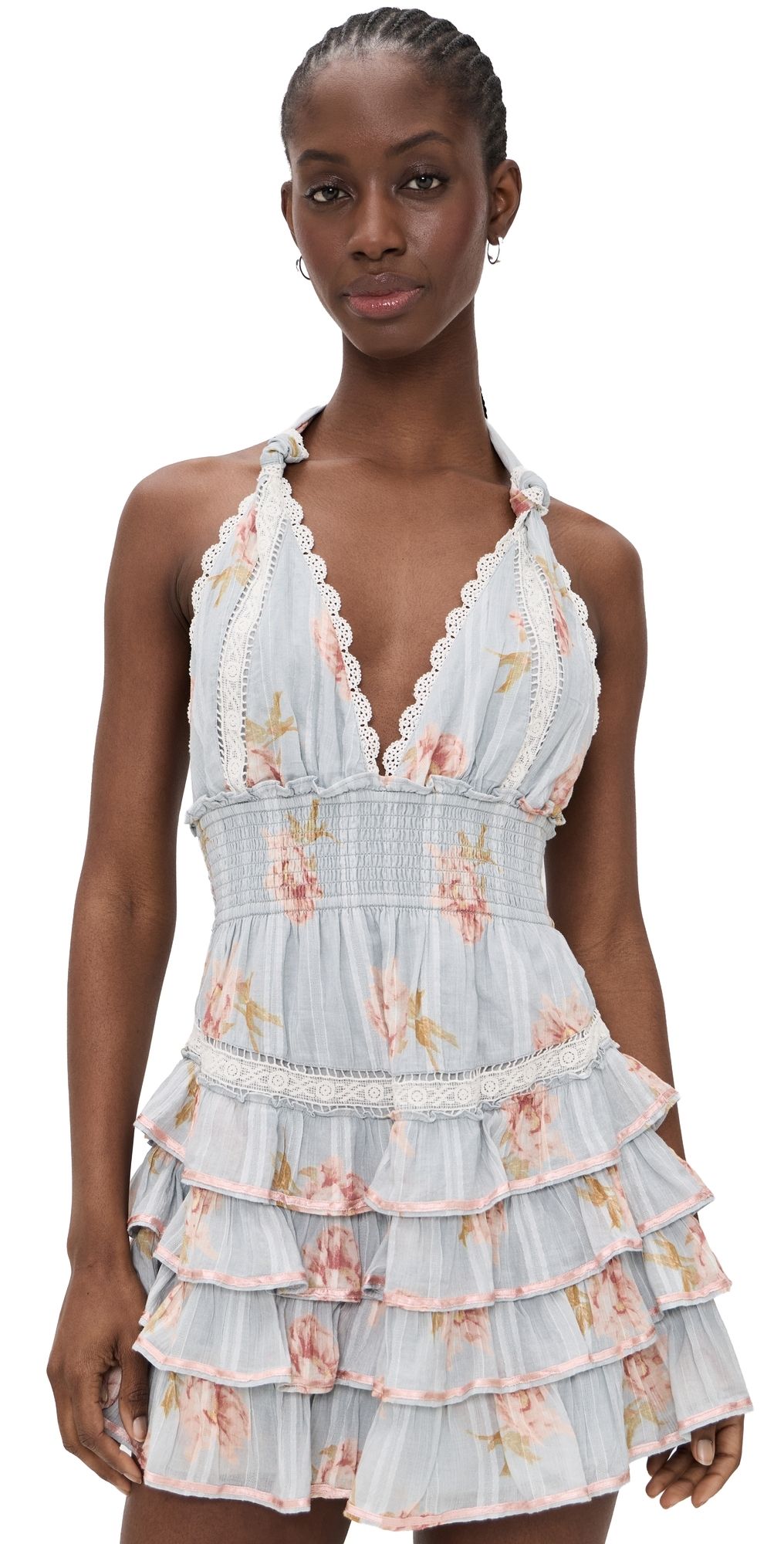 LoveShackFancy Kerch Mini Dress Rustic Sky L