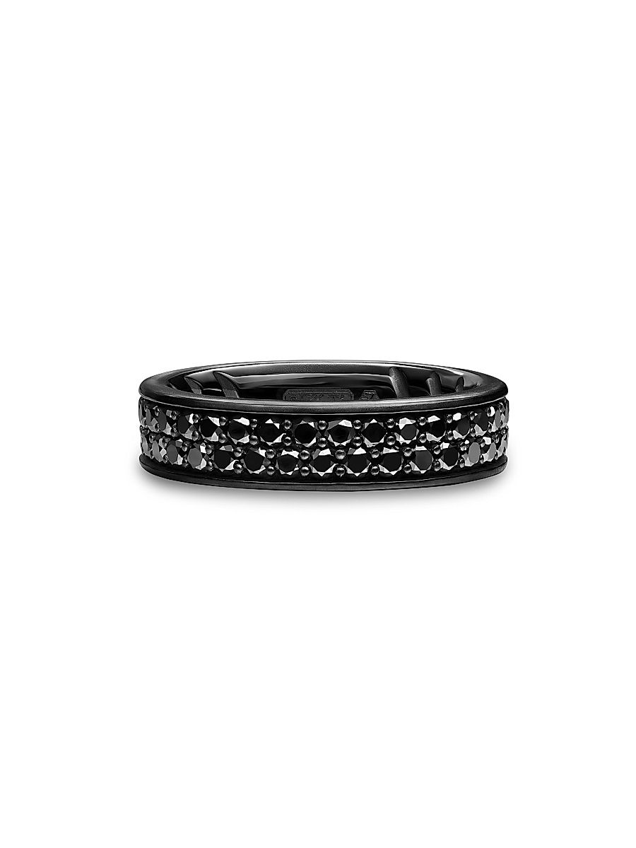 Men's Streamline Band Ring in Black Titanium - Black Diamond - Size 10