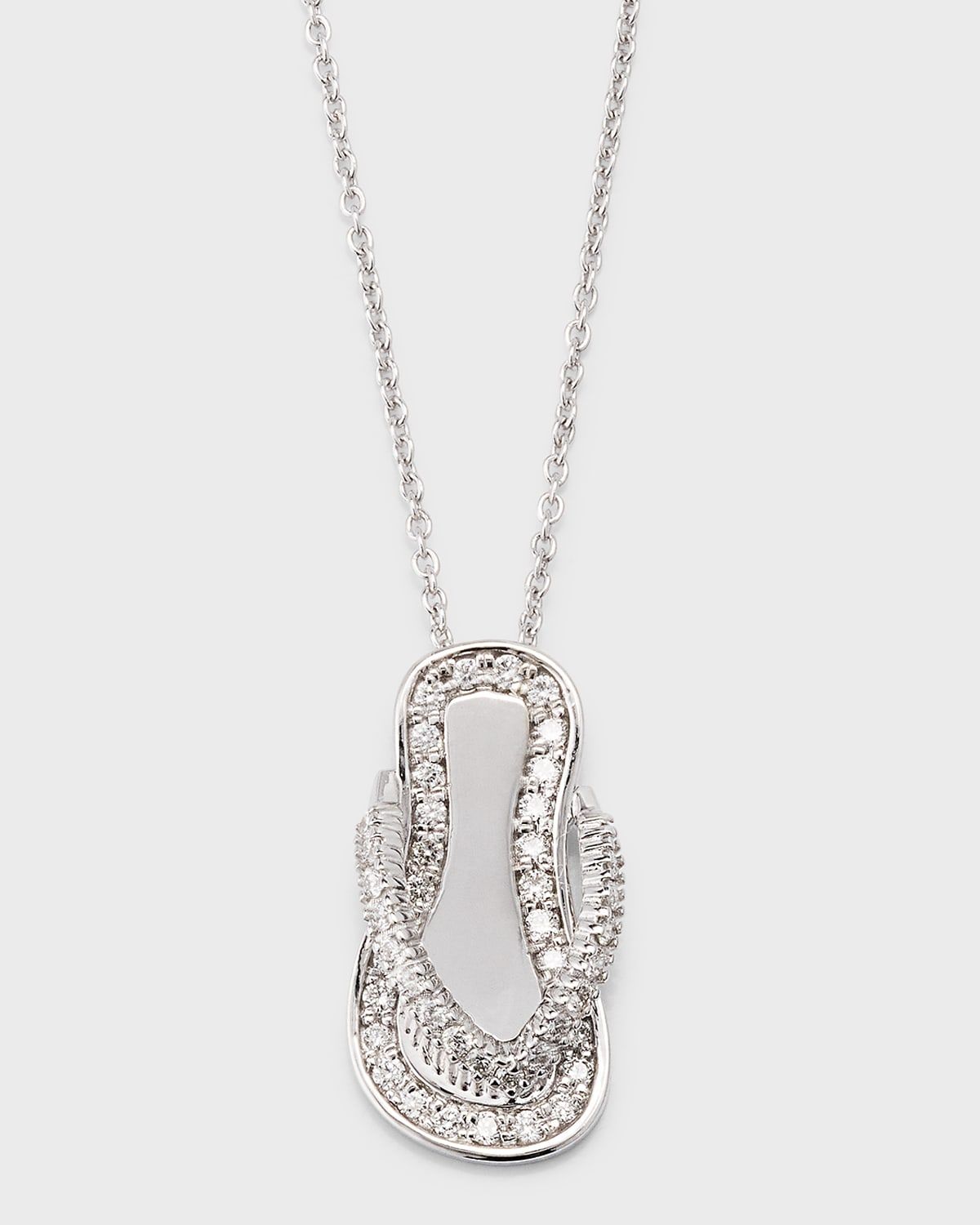 18K White Gold Diamond Flip Flop Necklace