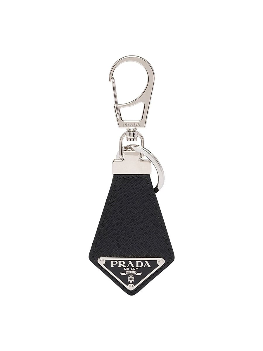 Men's Saffiano Leather Keychain - Black