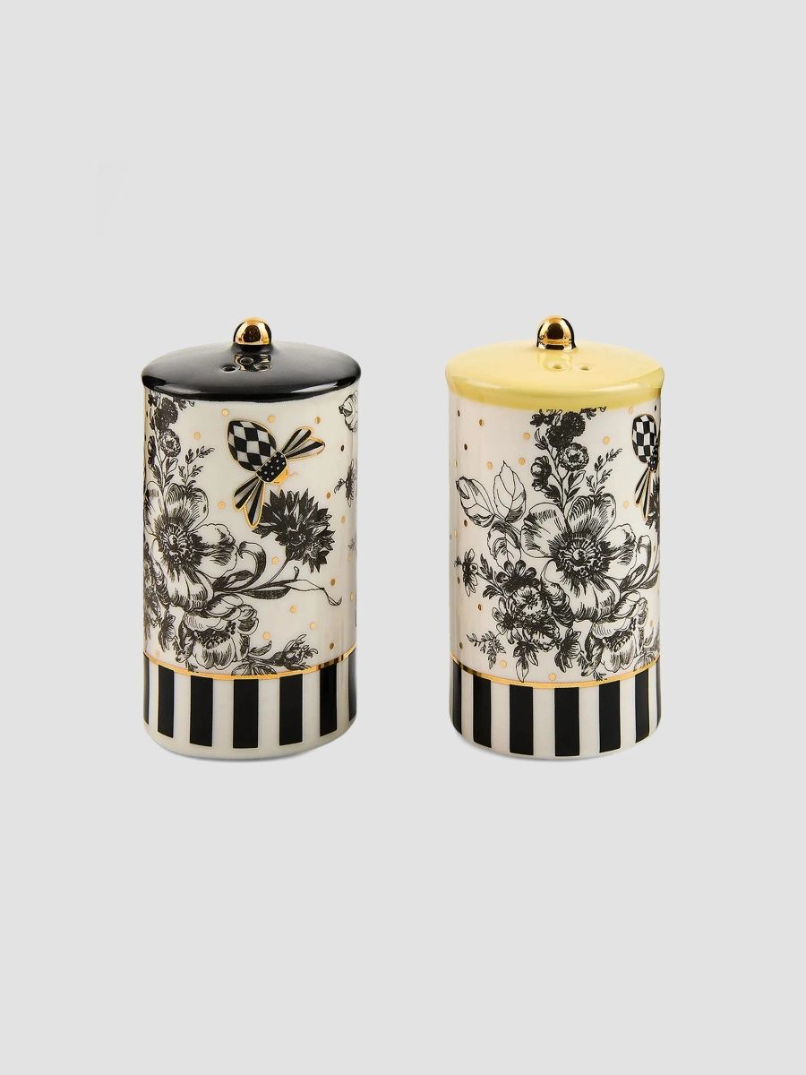 MacKenzie-Childs Bee Toile 2-Piece Ceramic Canister Set
