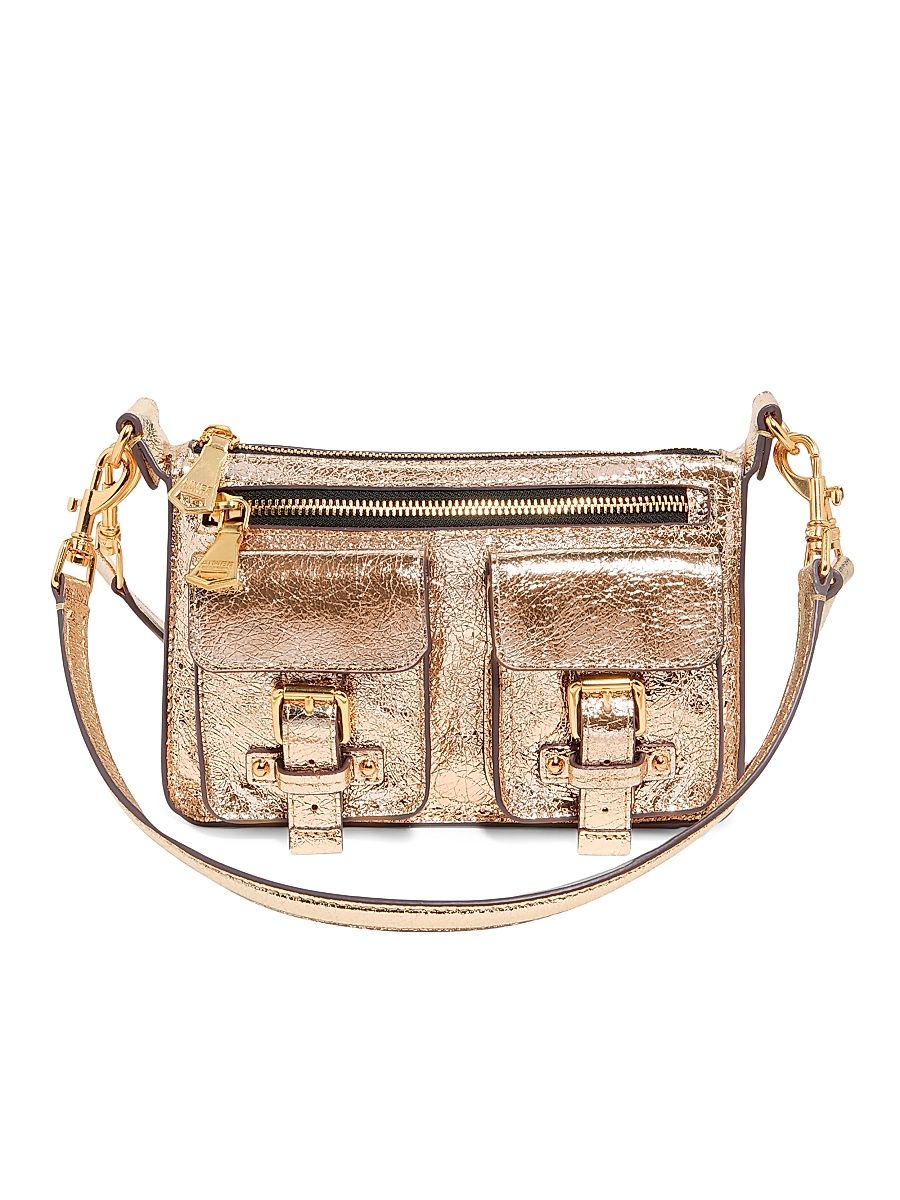 Women's Saddle-Up Leather Mini Convertible Crossbody Bag - Crinkled Gold