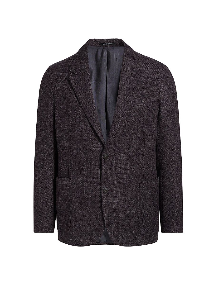 Men's Soft Wool, Silk, & Linen Blazer - Purple - Size 46
