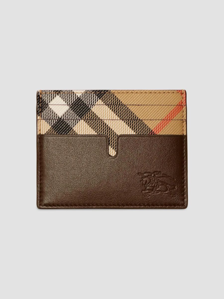 Burberry Men's EKD & Check Leather Card Case - Sand