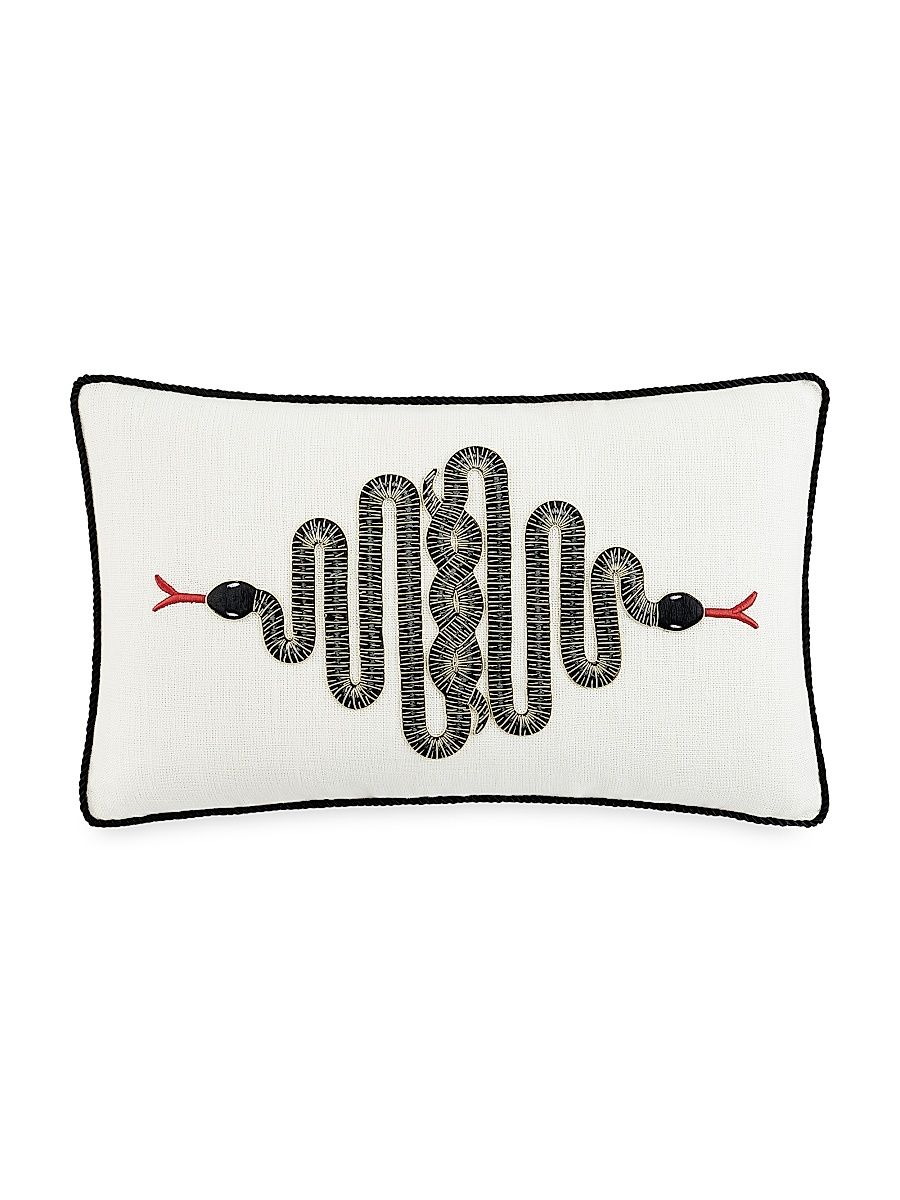 Snake Embroidered Pillow