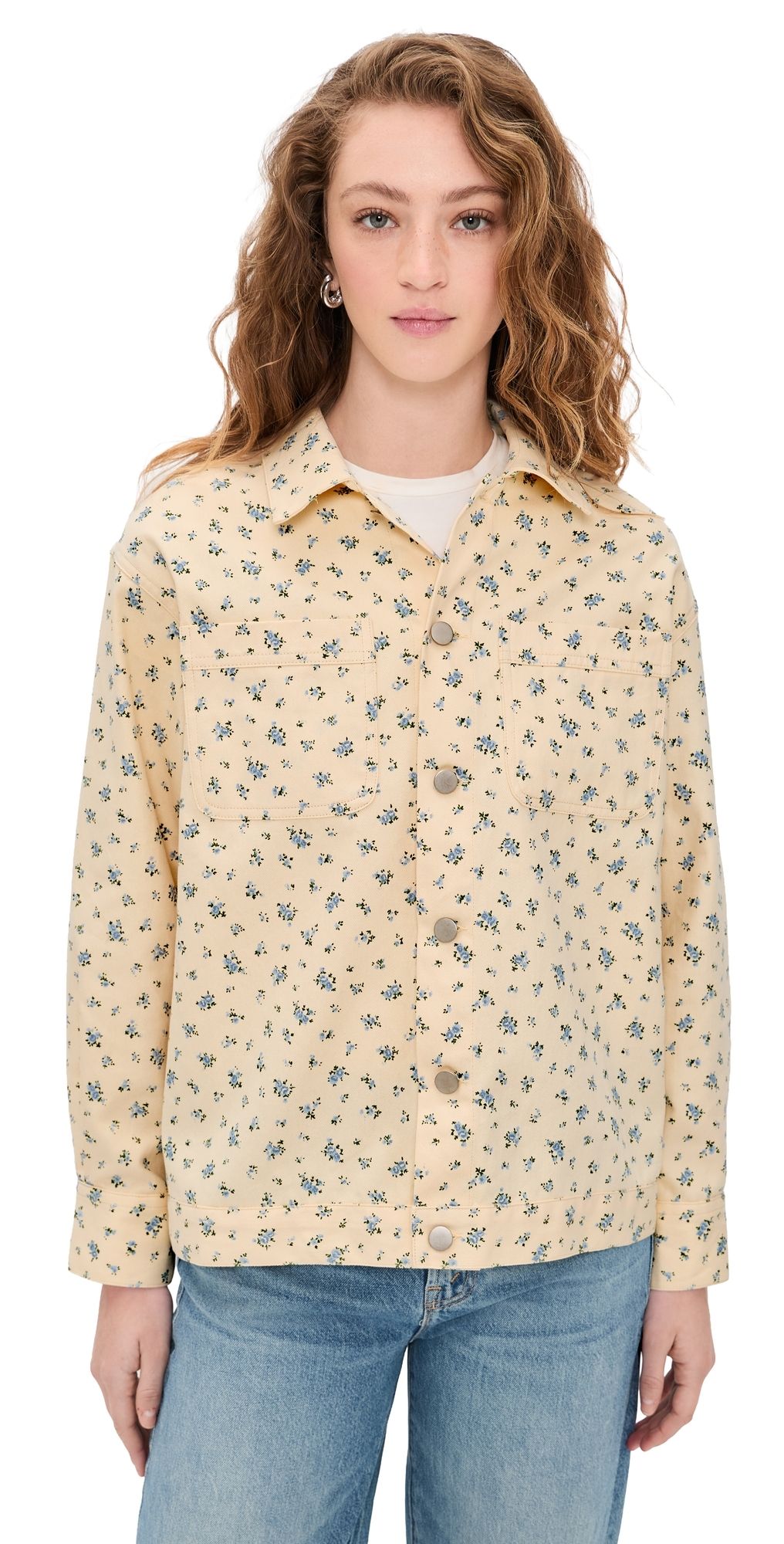 Bailey Rose Floral Button Down Shirt Cream S