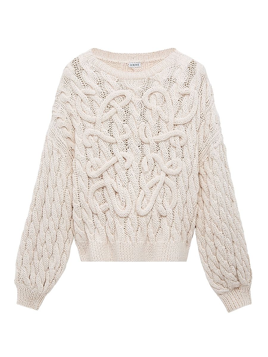 Women's LOEWE x Paula's Ibiza Anagram Cotton-Wool Sweater - Ecru - Size Large