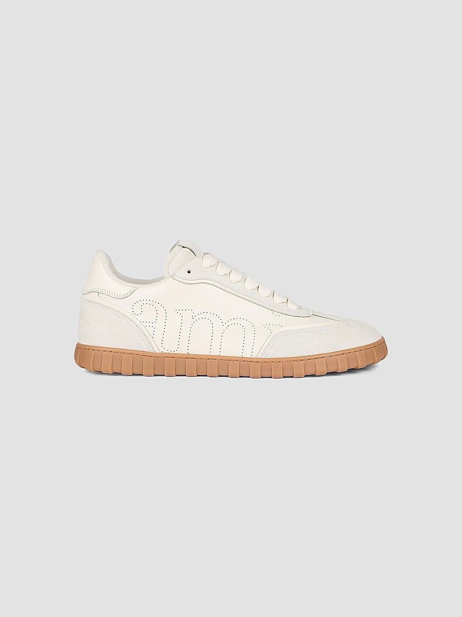 AMI Paris Men's Step Leather Low-Top Sneakers - Blanc - Size 6