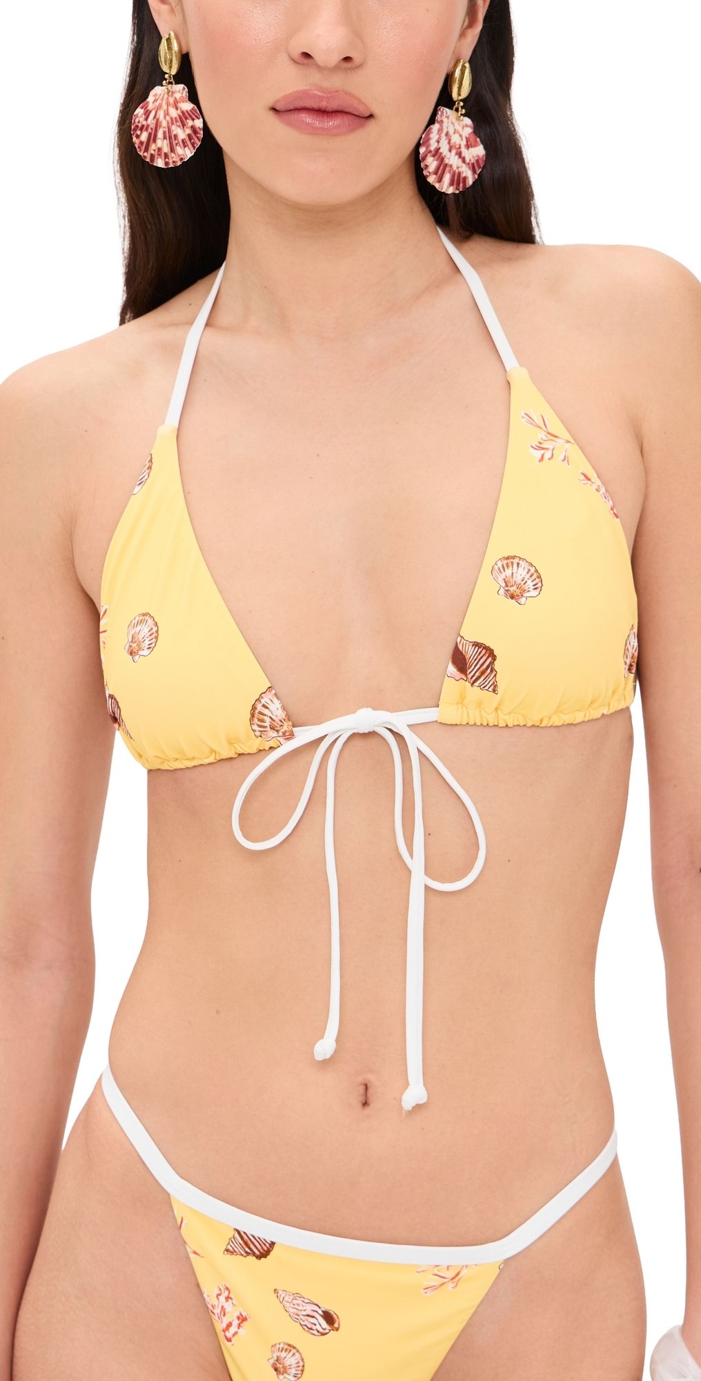 MINKPINK Marisol Triangle Bikini Top Butter Seashells XL