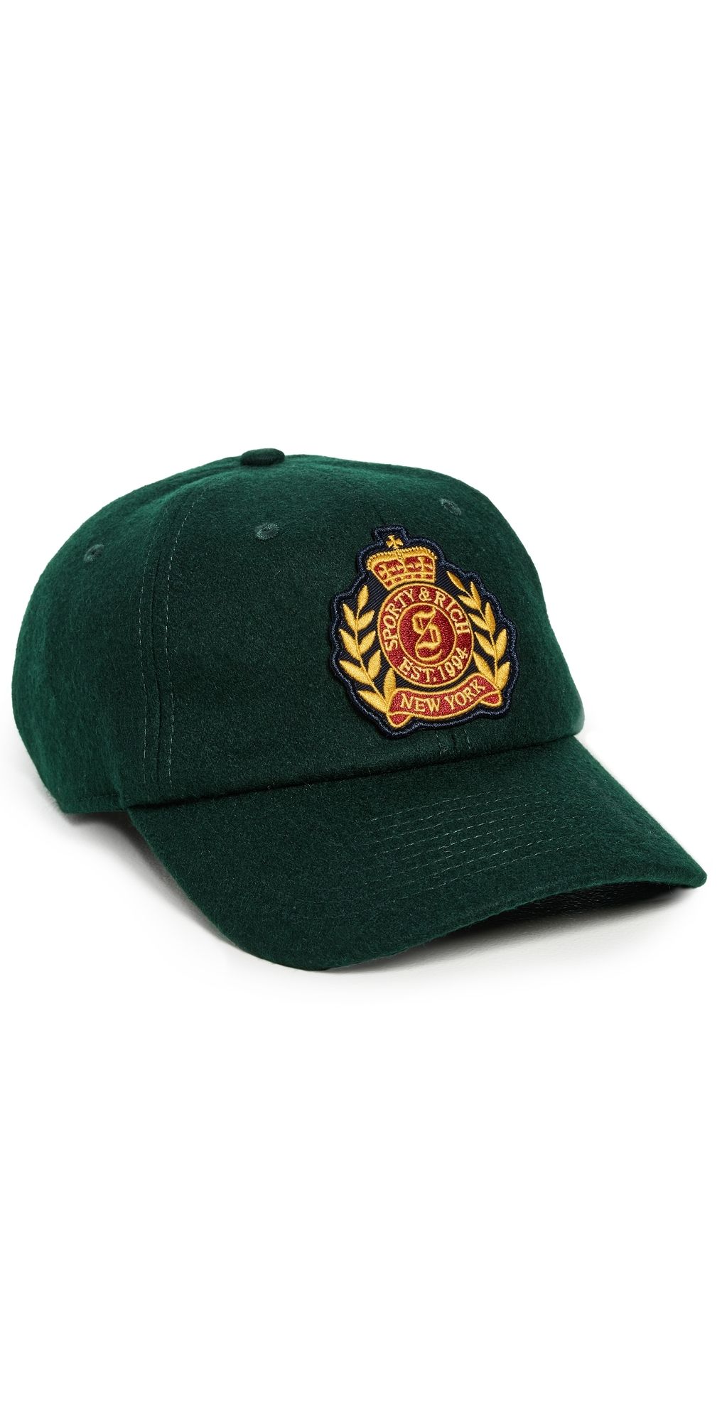Sporty & Rich NY Crest Wool Hat Forest One Size