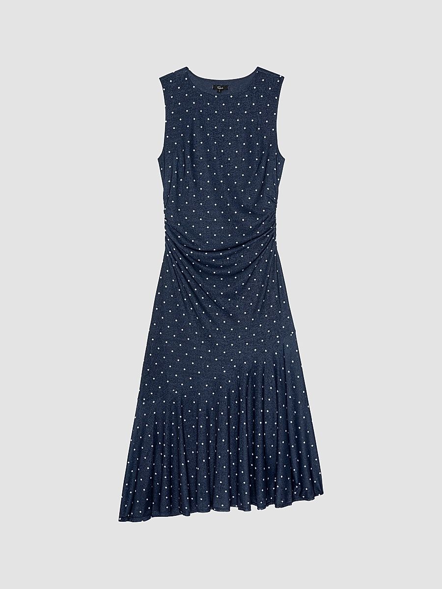 Women's Daija Polka Dot Midi Dress - Navy Polka Dots - Size XS