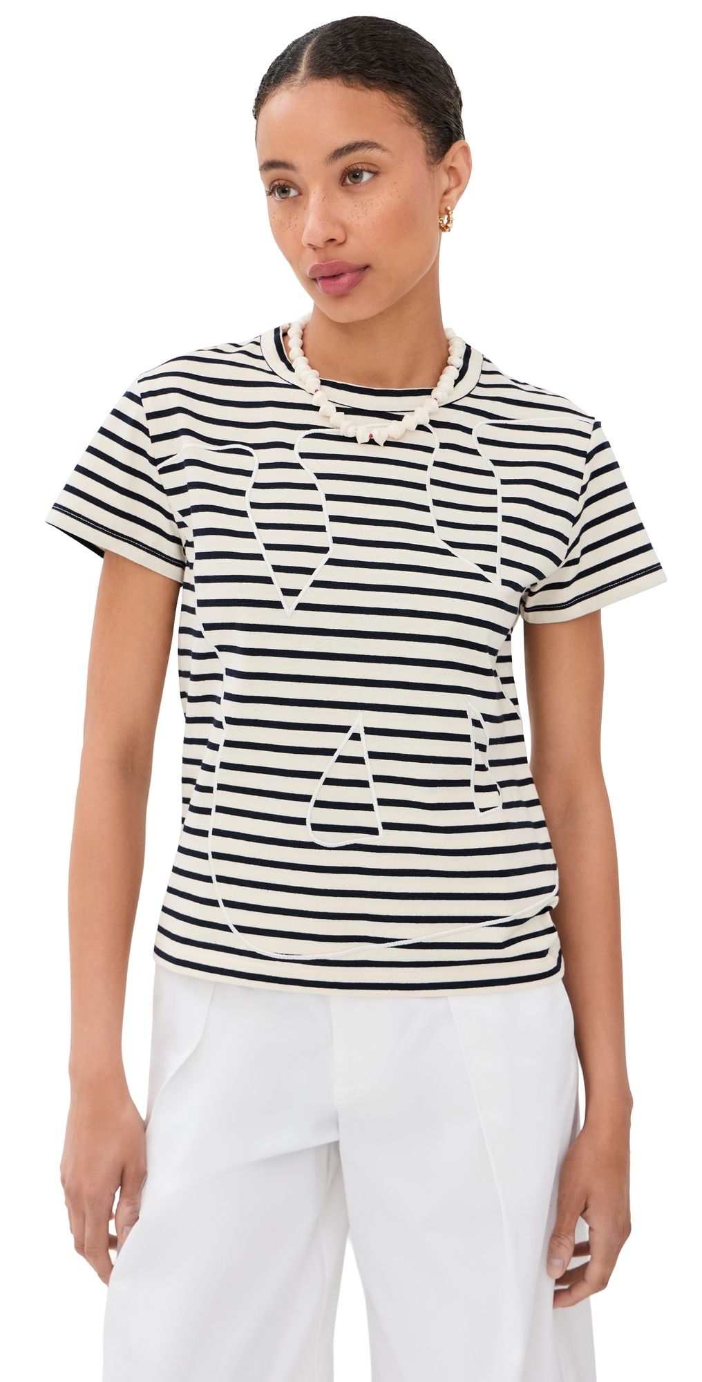 Wales Bonner Crown Cropped T-Shirt IVORY / NAVY M