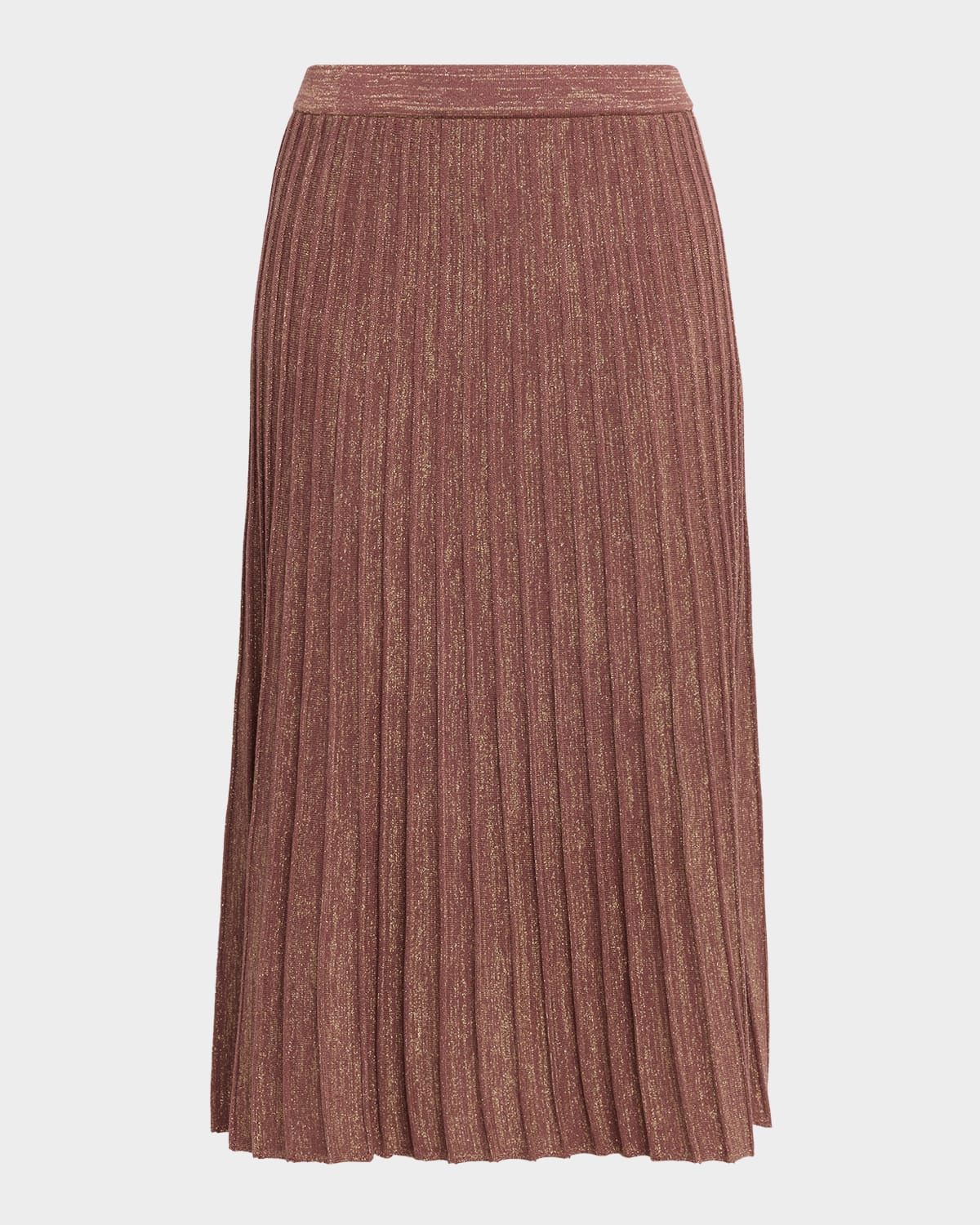 A-Line Shimmer Rib Knit Midi Skirt