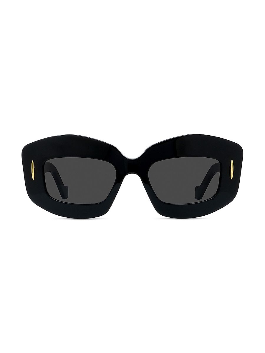 Women's Chunky Anagram 49MM Rectangular Sunglasses - Black