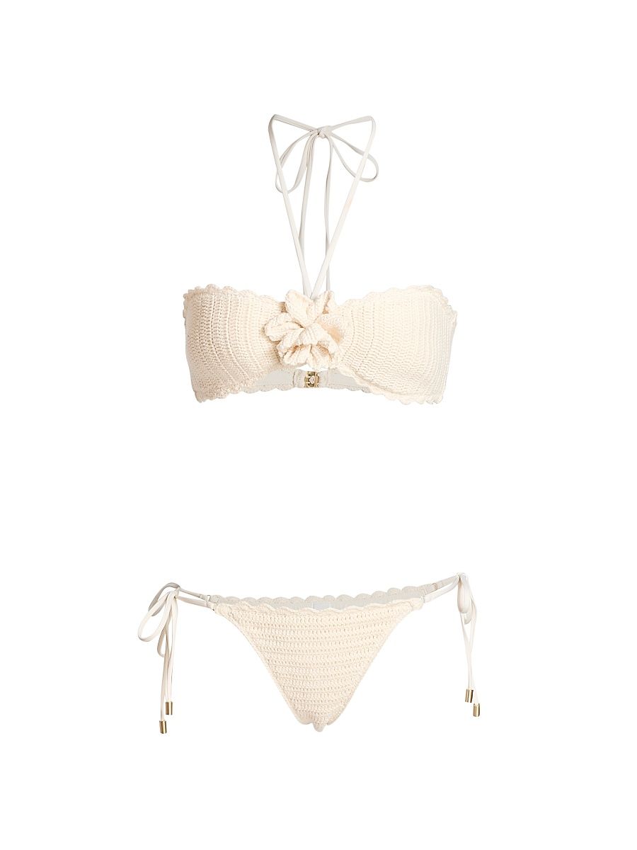 Women's Awaken Crochet Flower Bikini - Cream - Size 8