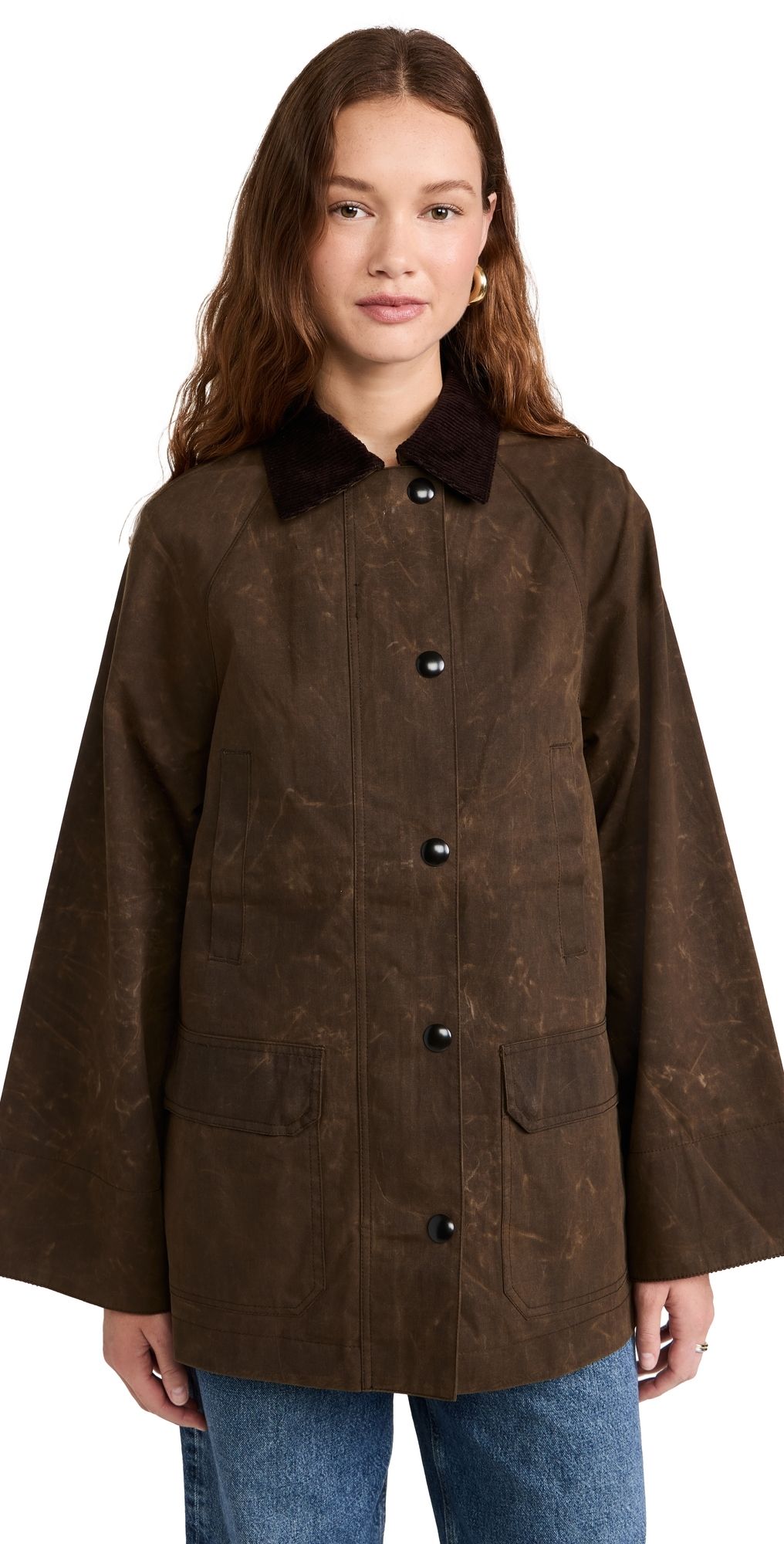 Alex Mill Chiltern Street Barn Jacket In Waxed Cotton Brown L