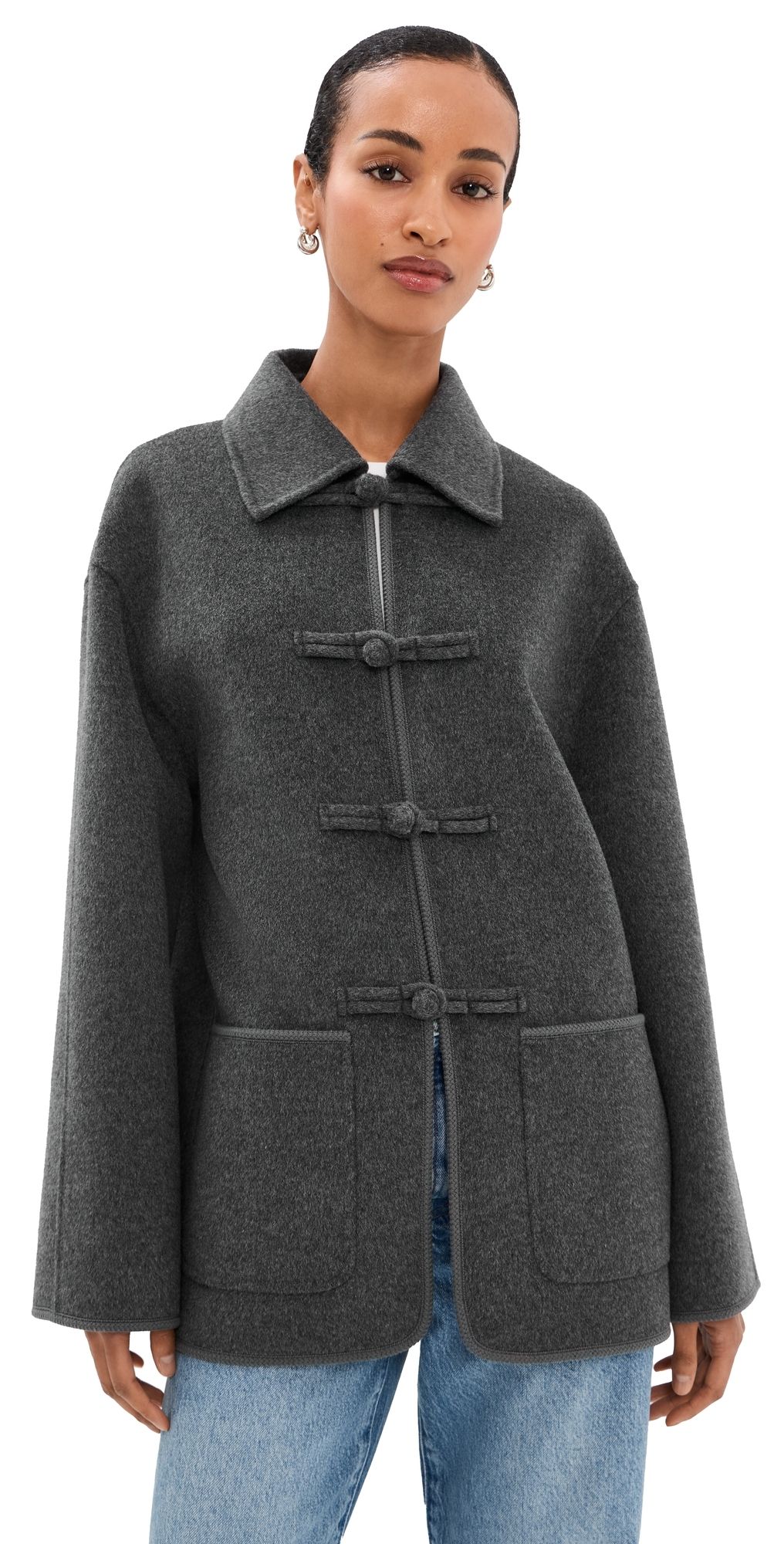 Róhe Double-Faced Wool Jacket Dark Grey Melange 36