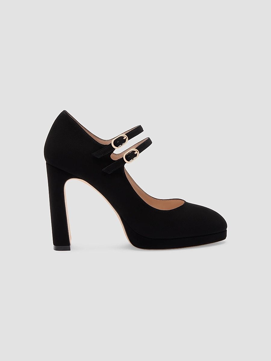 Women's Babette 100MM Suede Platform Mary Janes - Black - Size 10